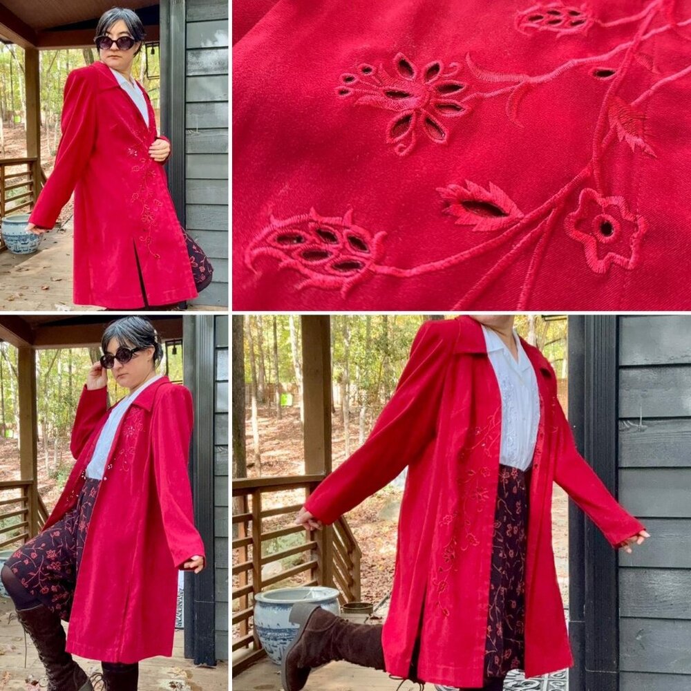 y2k COTTAGE CORE incredible floral embroidered LIGHTWEIGHT overcoat - 'Studio I'